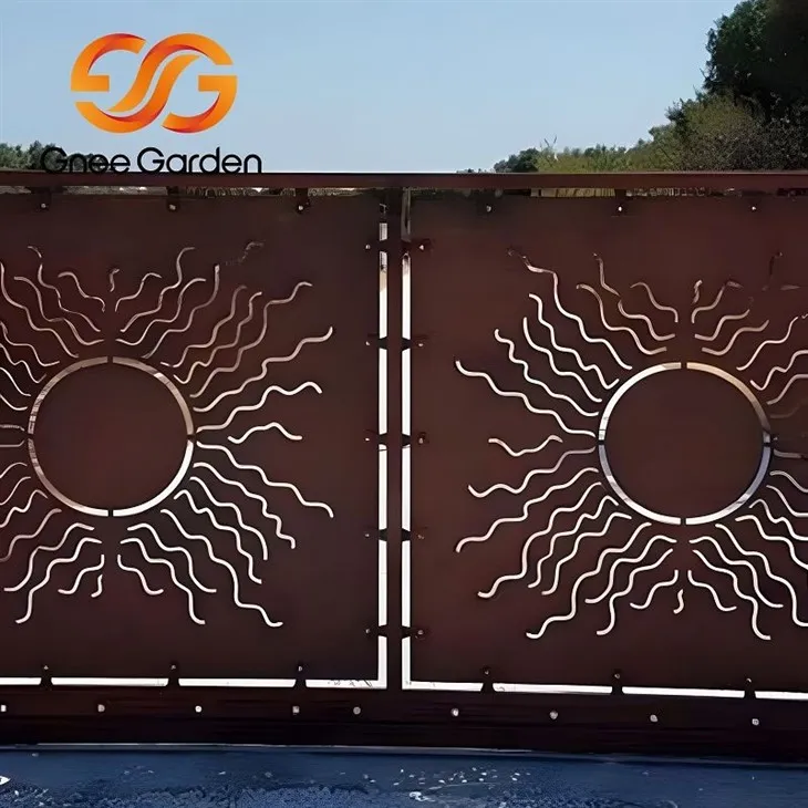 Corten Steel Gate In Woodland Metal Design(001)