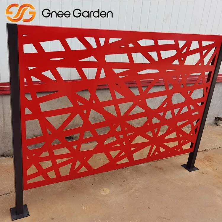 Modern Red Geometric Design Screen Fence