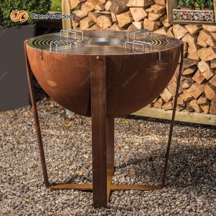 Corten Steel Round Fire Pit bbq