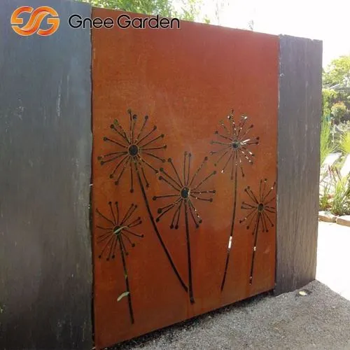 Bord ornáid dandelion scáileán miotail rusty corten cruach