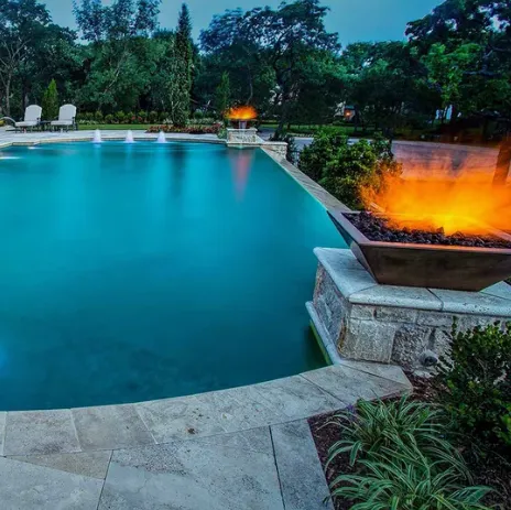 Customized Fire Pit Pool Waterfall