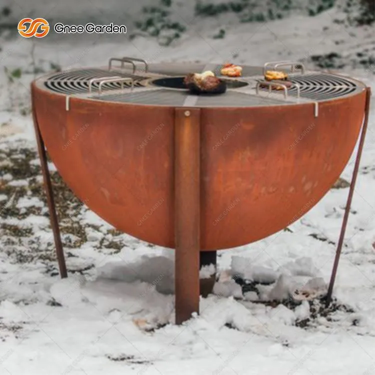 Babhta Corten Steel Allamuigh BBQ Babhla Pit Dóiteáin Inaistrithe