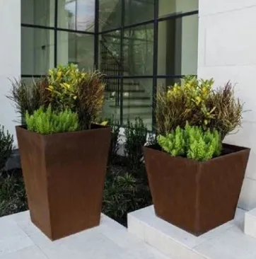 Dath Te Rustic Cruach Corten Barrchaolaithe Bosca Plandálaí Cearnóg Do Tírdhreach Gairdín