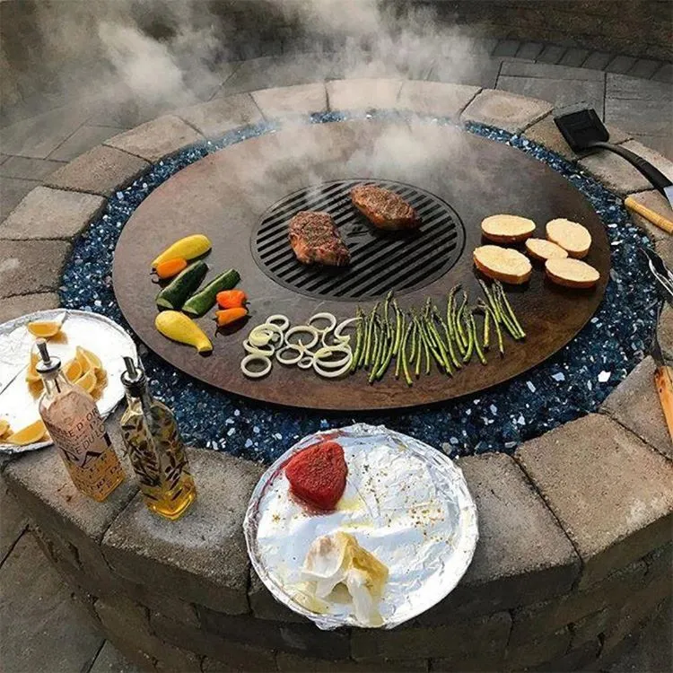 Grill BBQ Cruach Corten Fired Adhmad
